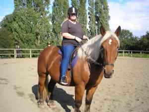 Julie with her Comtois in Bitless Bridle
